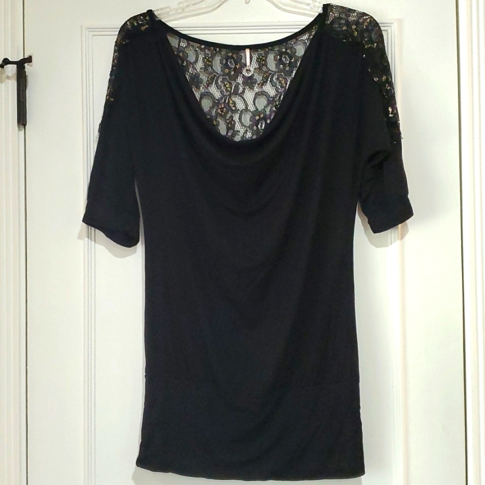 Robin K black lace top